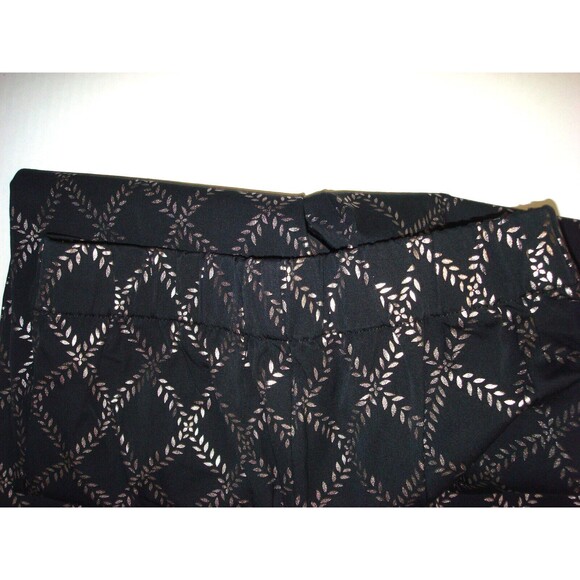 New Womens Isaac Mizrahi Live! Stretch Black Silver Foil Leaf Pants 18 T Tall - Picture 6 of 10
